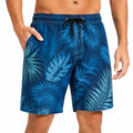 Herren Badeshorts XL Blau Türkis mit Blattmuster und Kordelzug