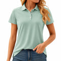 Damen Poloshirt Größe M Mintgrün Kurzarm mit Knopfleiste