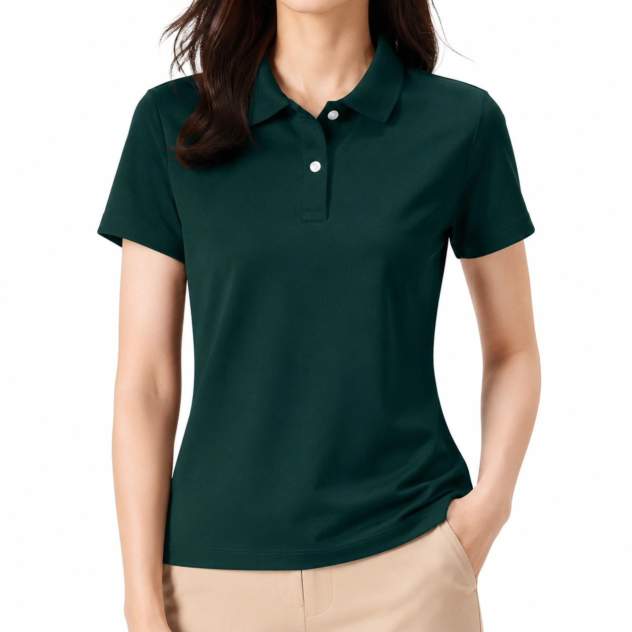 Damen Poloshirt Größe L Dunkelgrün Textil Kurzarm Freizeit