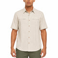 Herren Kurzarmhemd XL aus Webstoff in Beige mit Brusttaschen