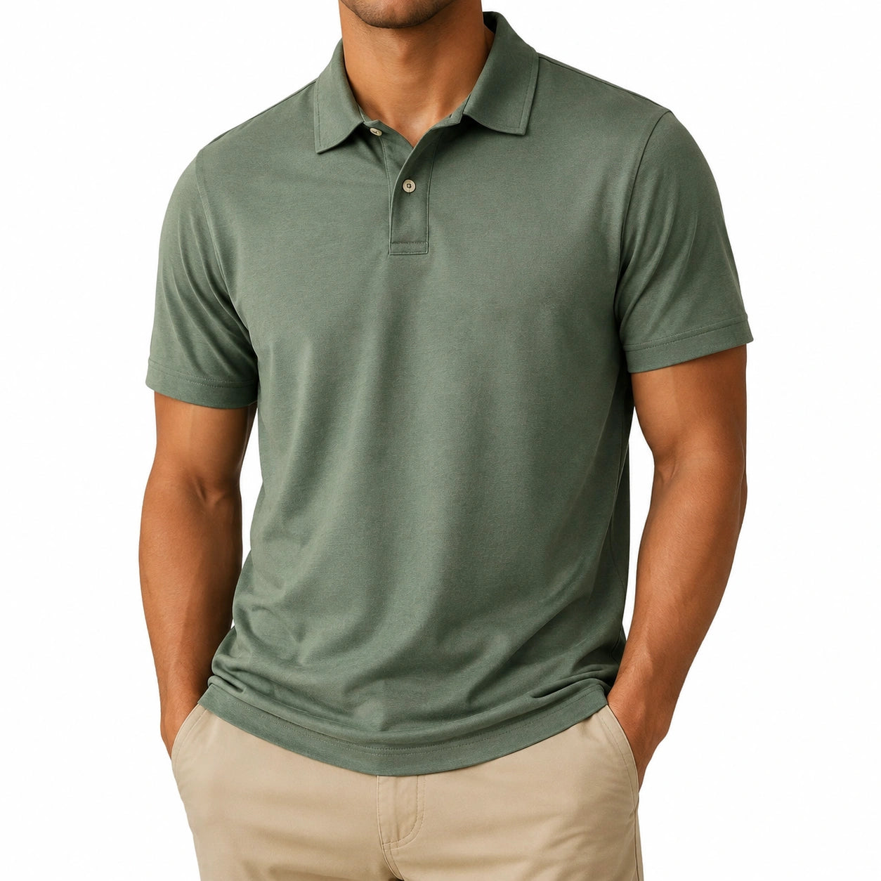 Herren Poloshirt Größe L Olivgrün Kurzarm Freizeit