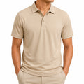 Herren Poloshirt XL aus glattem Textil in Beige für Alltag und Freizeit