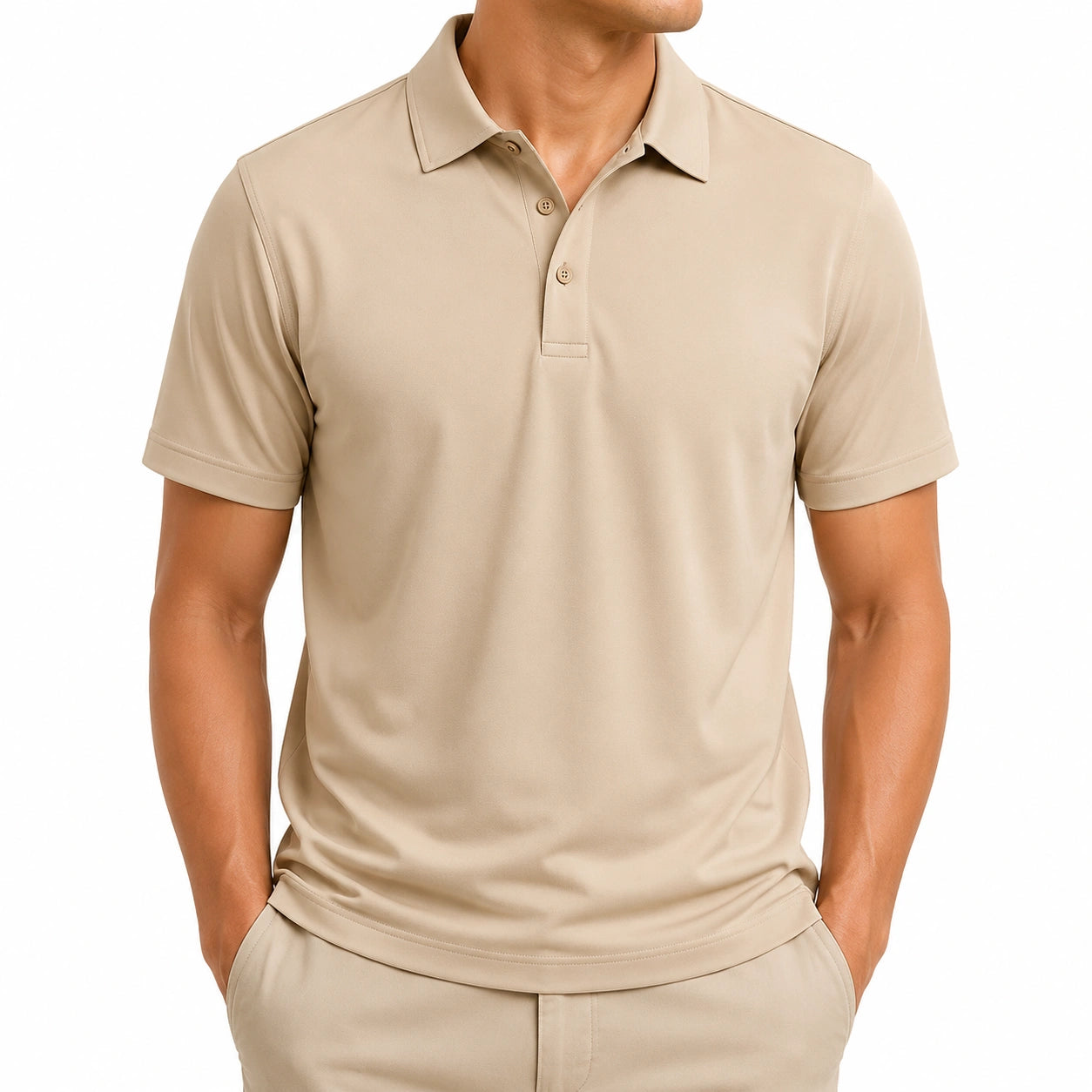 Herren Poloshirt XL aus glattem Textil in Beige für Alltag und Freizeit