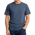 Herren T-Shirt Größe L aus Baumwolle in Dunkelblau mit Rundhals Kurzarm