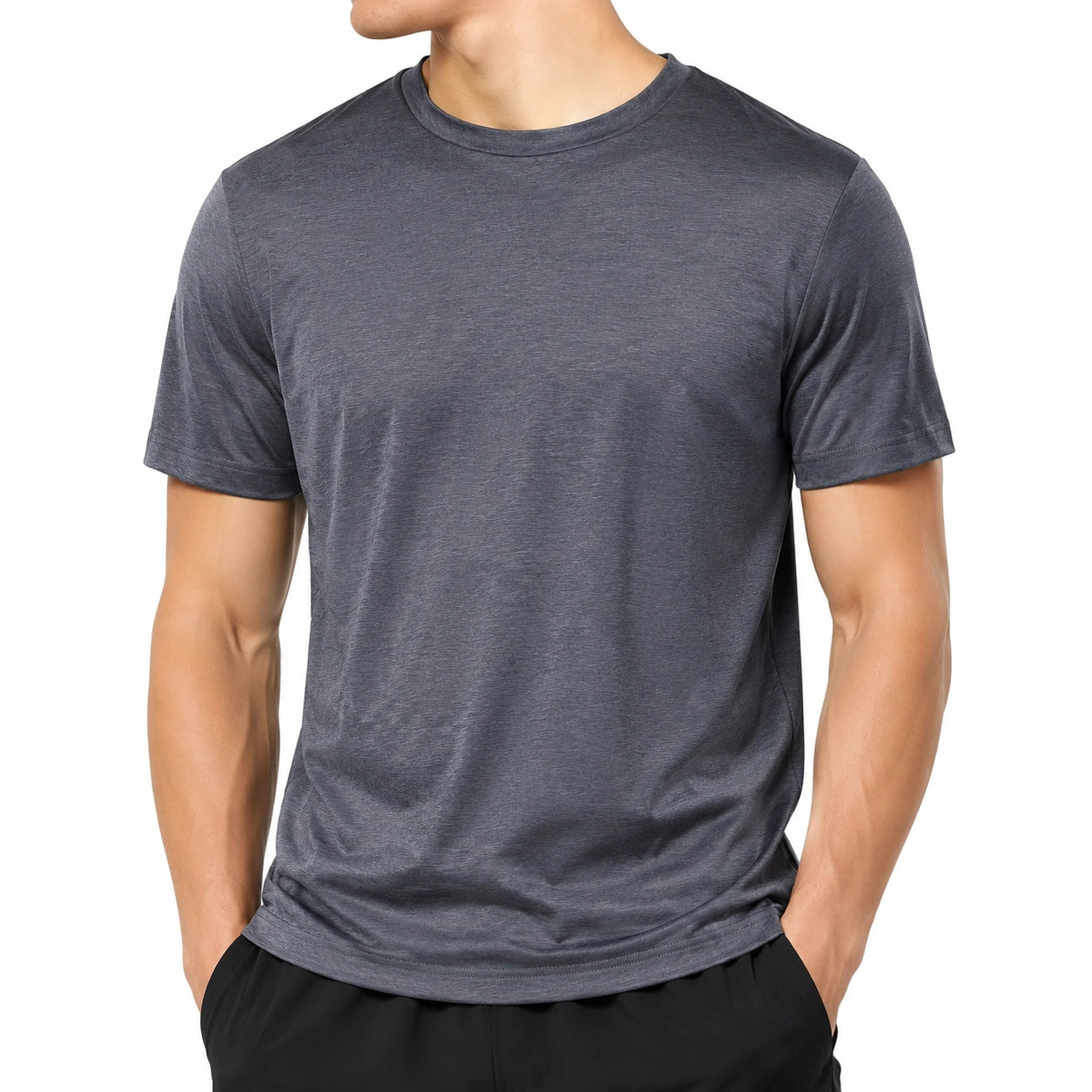 Herren T-Shirt XL aus Textiljersey in Dunkelgrau mit Rundhals Kurzarm
