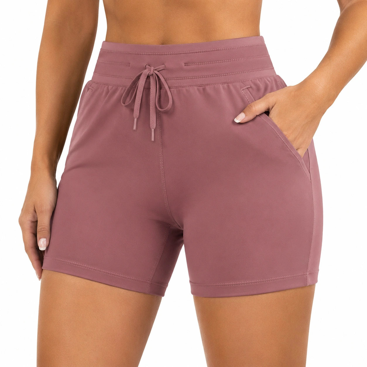 Damen Shorts Größe M aus Stretchgewebe Altrosa mit elastischem Bund und Taschen